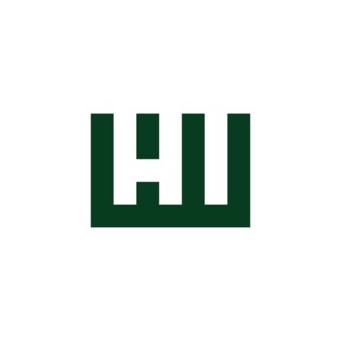harf hi sembolü geometrik kare çizgi negatif uzay tasarım logo vektörü