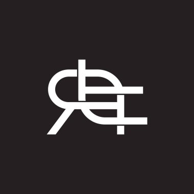 rt harfi bağlı düz geometrik çakışma çizgisi sembolü logo vektörü