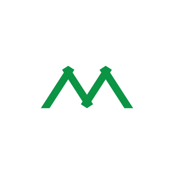 Lettre m simple géométrique vert montagne logo vecteur — Image vectorielle