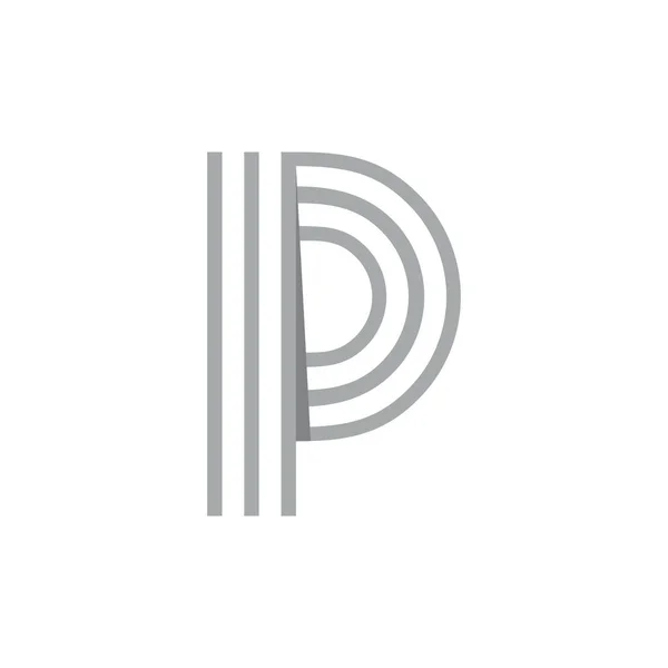Вектор дизайну літери p смуг тіней — стоковий вектор