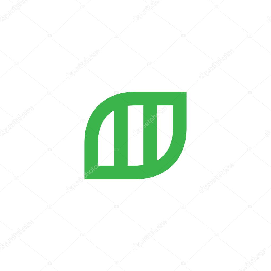 Letter m symbol green nature geometric design logo vector