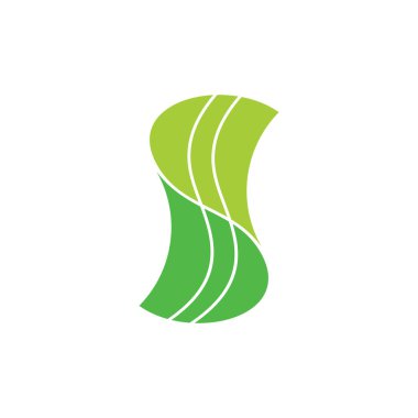 soyut harf birbirine bağlı yeşil yaprak logosu