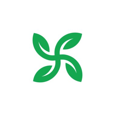 kare geometrik yeşil yaprak çember logo vektörü