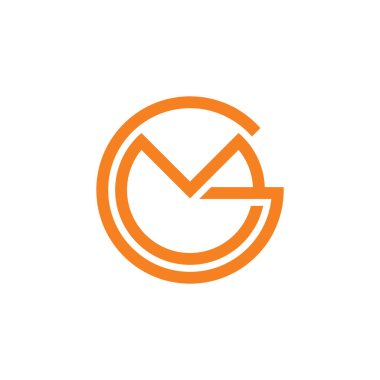 harfler gm basit daire bağlantılı çizgi logo vektör