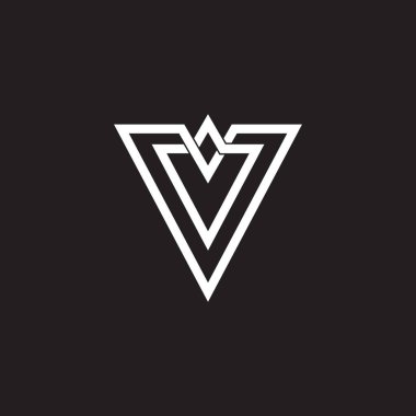 V harfi üst üste binen satırlar monogram logo vektörü