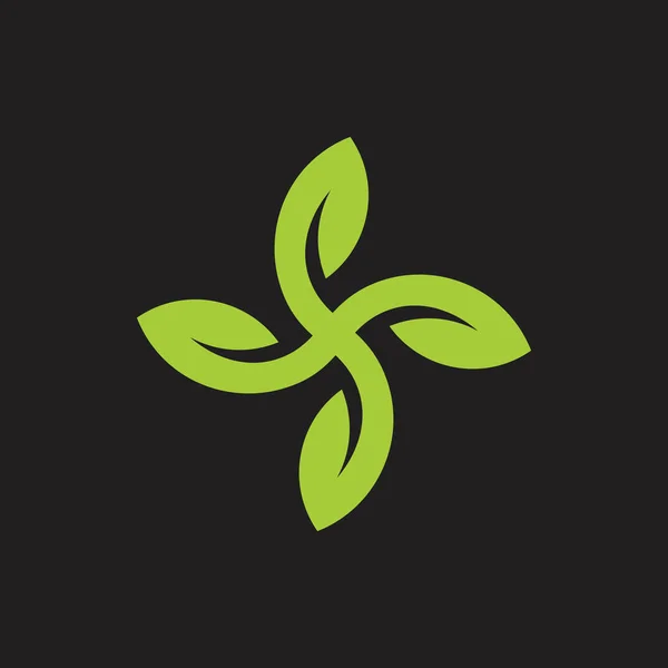 Elica astratta foglia verde logo geometrico vettore — Vettoriale Stock