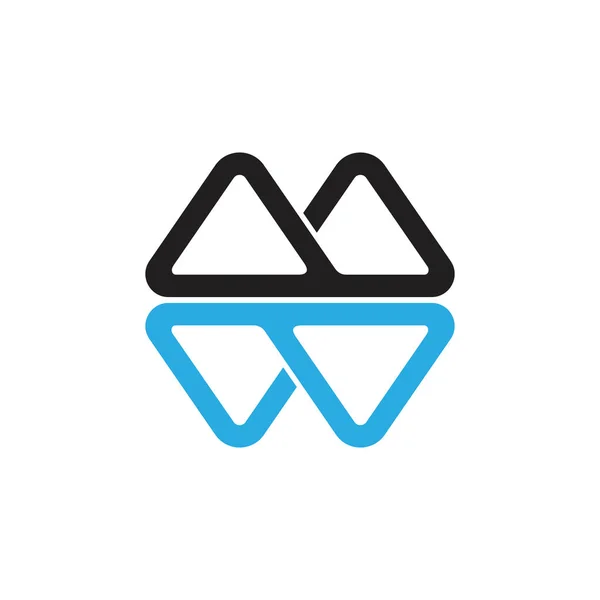 Eenvoudige letter MW geometrische driehoek lijn berg logo vector — Stockvector