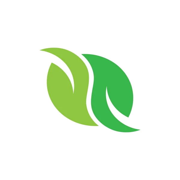 녹색 나뭇잎 기하학 곡선 자연 유기농 음식 심볼 벡터 — 스톡 벡터