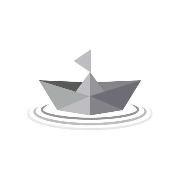 Papier Schiff Boot Gefälle 3d Symbol Logo Vektor — Stockvektor