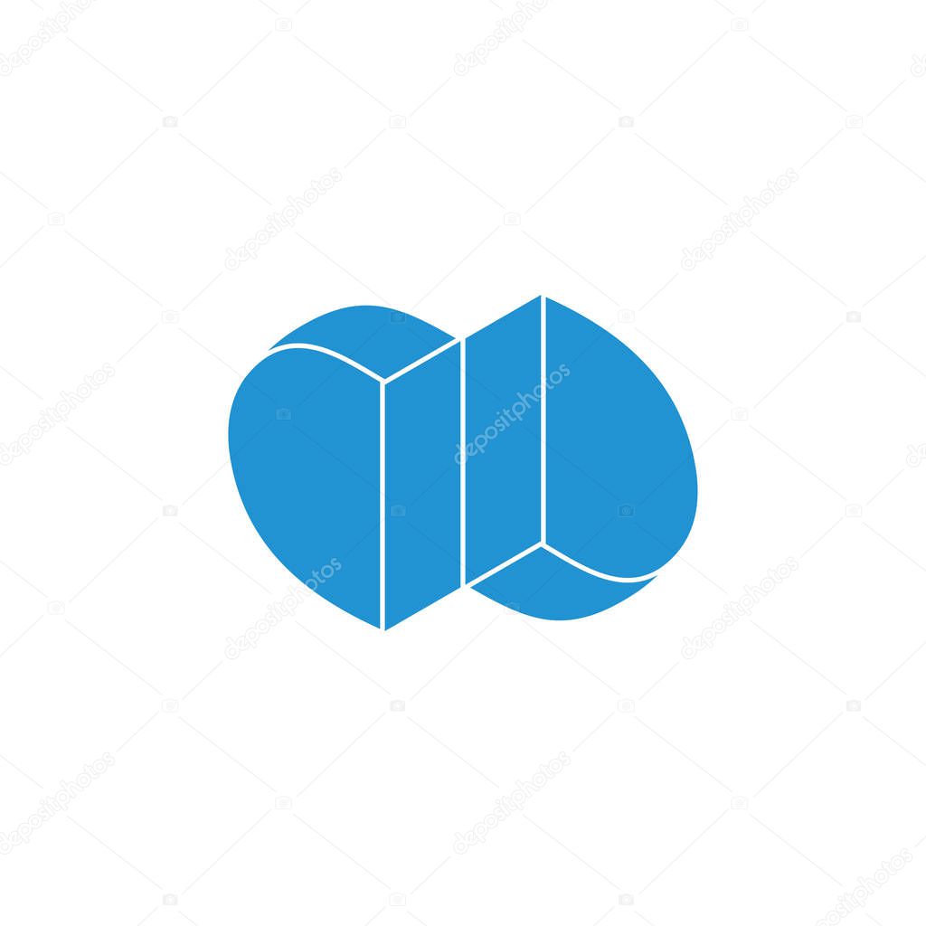 Letter dd flat 3d geometric logo vector