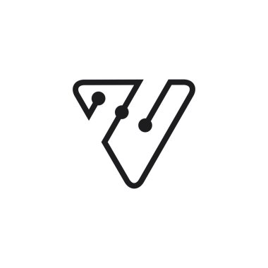 harf v üçgen bağlı noktalar logo vektör