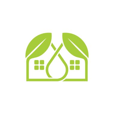 Basit bağlı yaprak ev şekli logo vektörü