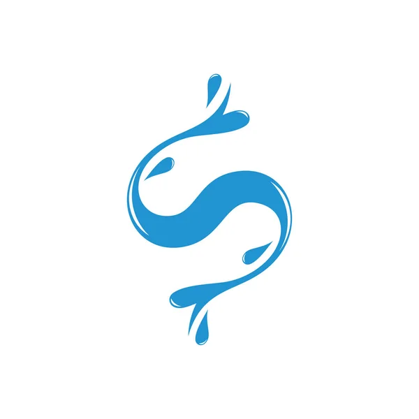 Letra s curvas movimiento agua salpicadura diseño logo vector — Vector de stock