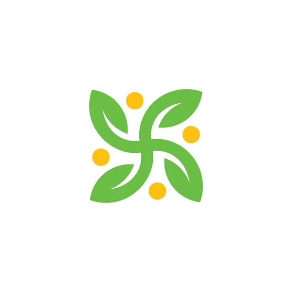 Square geometric green leaf circle logo vector — 스톡 벡터