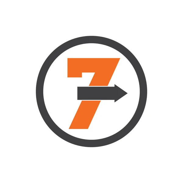 Numer 7 prosty wektor logo strzałki geometrycznej — Wektor stockowy