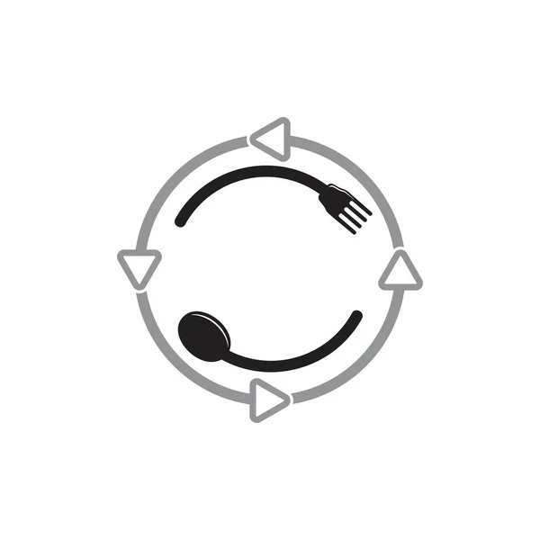 Cercle mouvement cuillère fourchette symbole décor vecteur — Image vectorielle