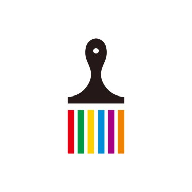 renkli boya fırçası sembolü basit geometrik çizgi tasarım logo vektörü