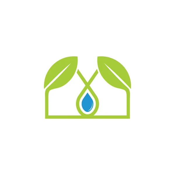 Hoja Agua Símbolo Casa Natural Logo Vector — Archivo Imágenes Vectoriales