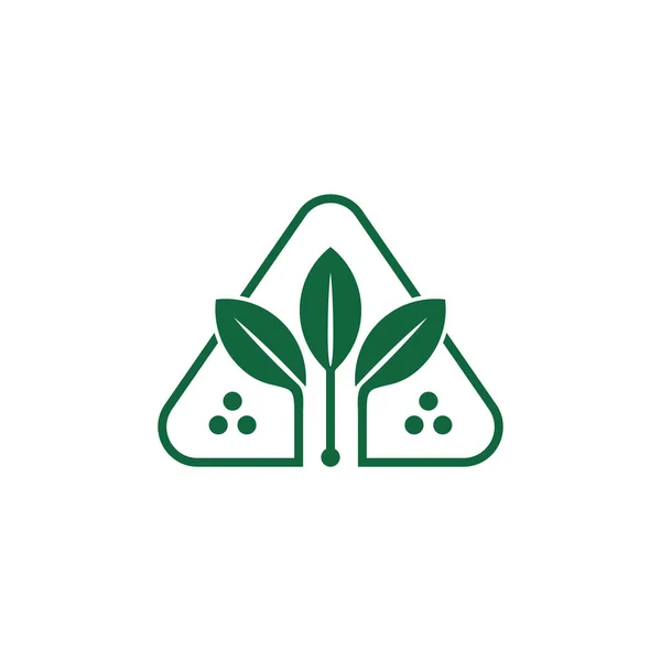 Vetor Logotipo Folha Geométrica Triangular Simples — Vetor de Stock
