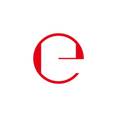 E harfi basit geometrik sembol logo vektörü