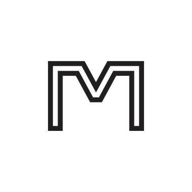 m harfi ince çizgi geometrik logo vektörü