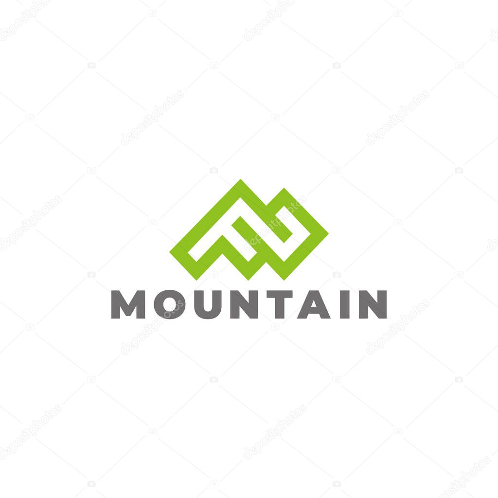Letter fm mountain outline geometric design symbol logo vector