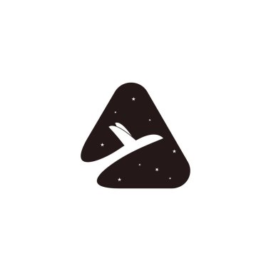 Üçgen swoosh düzlem gökyüzü yıldızları hareket sembolü logo vektörü