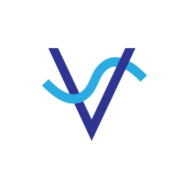 harf vs basit üst üste çizgi logo vektörü