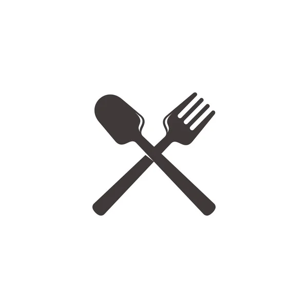 Simple Cross Spoon Fork Overlapping Design Logo Vector — Stock Vector