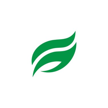 Basit harf g eğrileri geometrik yeşil yaprak hareket logo vektörü