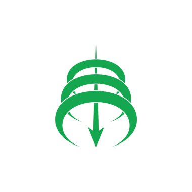 3d ok eğrileri aşağı hareket logo vektörü