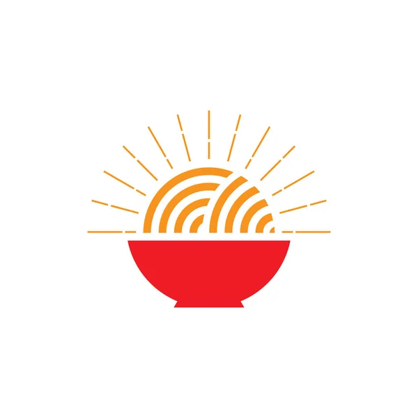 Shine Simple Geometric Bowl Noodle Food Symbol Decoration Vector — Stock Vector