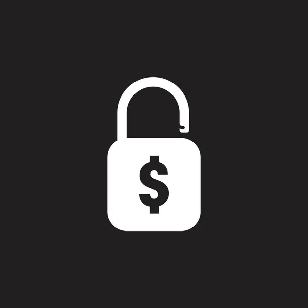 Geld Hangslot Veiligheid Symbool Vector — Stockvector