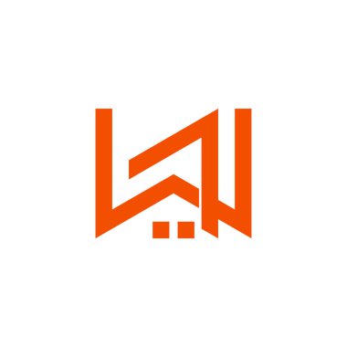 Harf w oku soyut ev şekli geometrik çizgi logo vektörü