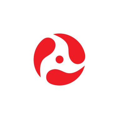 daire eğrileri kırmızı alev dönüş logo vektörü