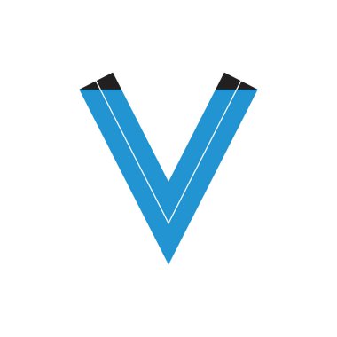 V harfi basit gölge logo vektörü