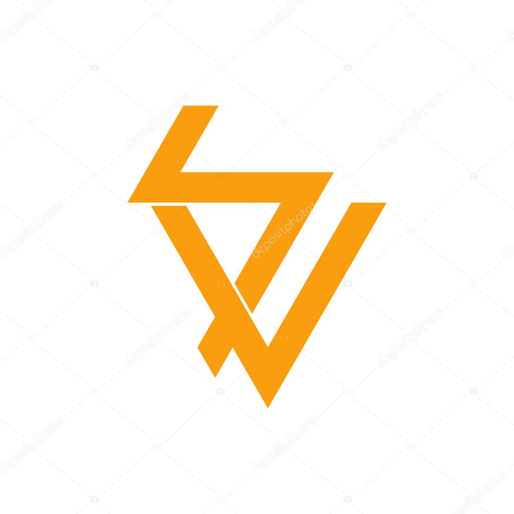 Abstract letter sv simple thunder bolt overlapping line logo vector