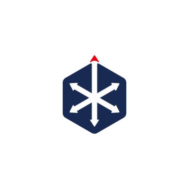 Geometrik tasarım logo vektöründen yukarı altıgen hareket oku