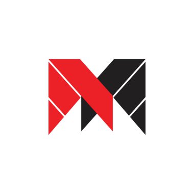 m harfi basit çizgili geometrik kurdele kağıt vektörü