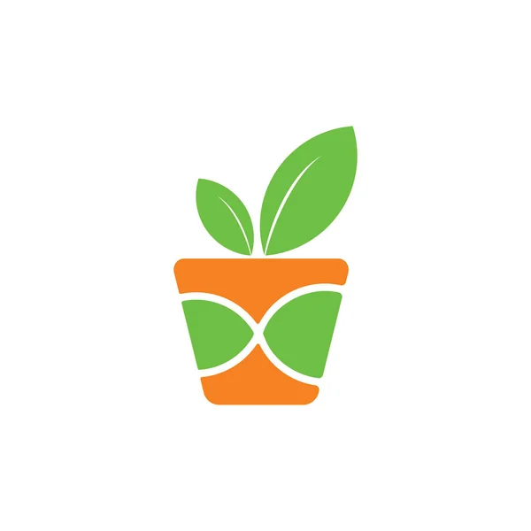 Vetor Vaso Planta Folha Verde Logotipo Geométrico —  Vetores de Stock