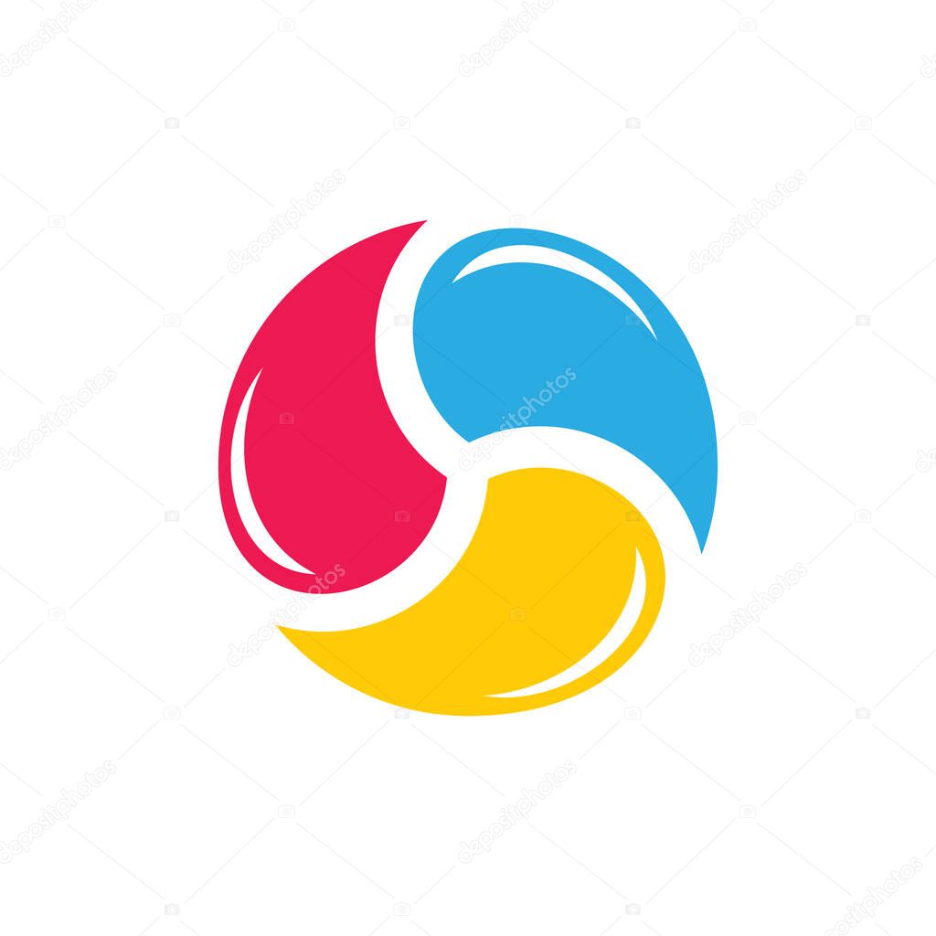 Circle colorful water rotation geometric logo vector