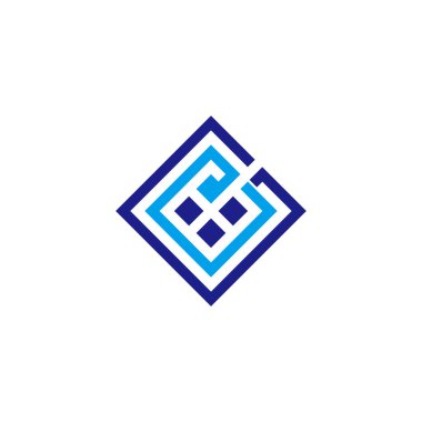 ge kare renkli harf geometrik çizgi açık logo vektörü