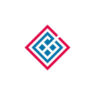 harf ce kare geometrik çizgi tasarım logo vektörü
