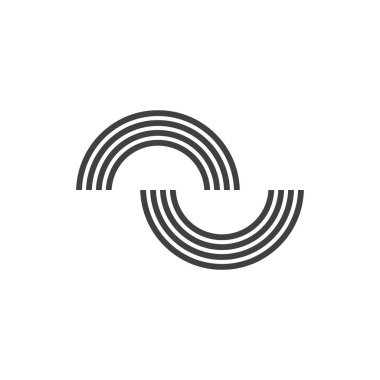 bağlı eğriler basit gökkuşağı şekilli logo vektörü