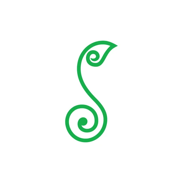 Buchstabe Spirale Blatt Linie Kunst Logo — Stockvektor