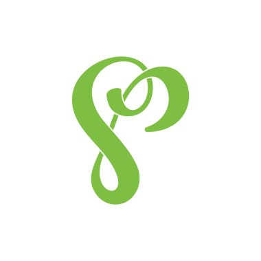 soyut harf s p eğrileri kurdele logo vektörü