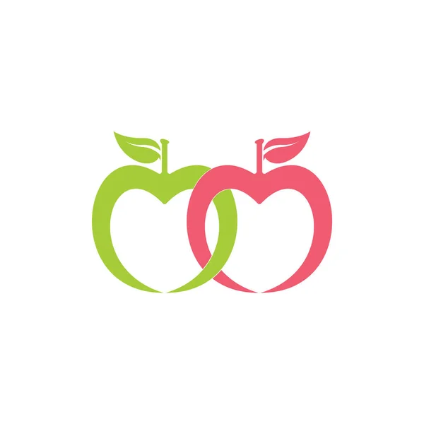 Manzana Verde Vinculada Fruta Simple Logo Vector — Vector de stock