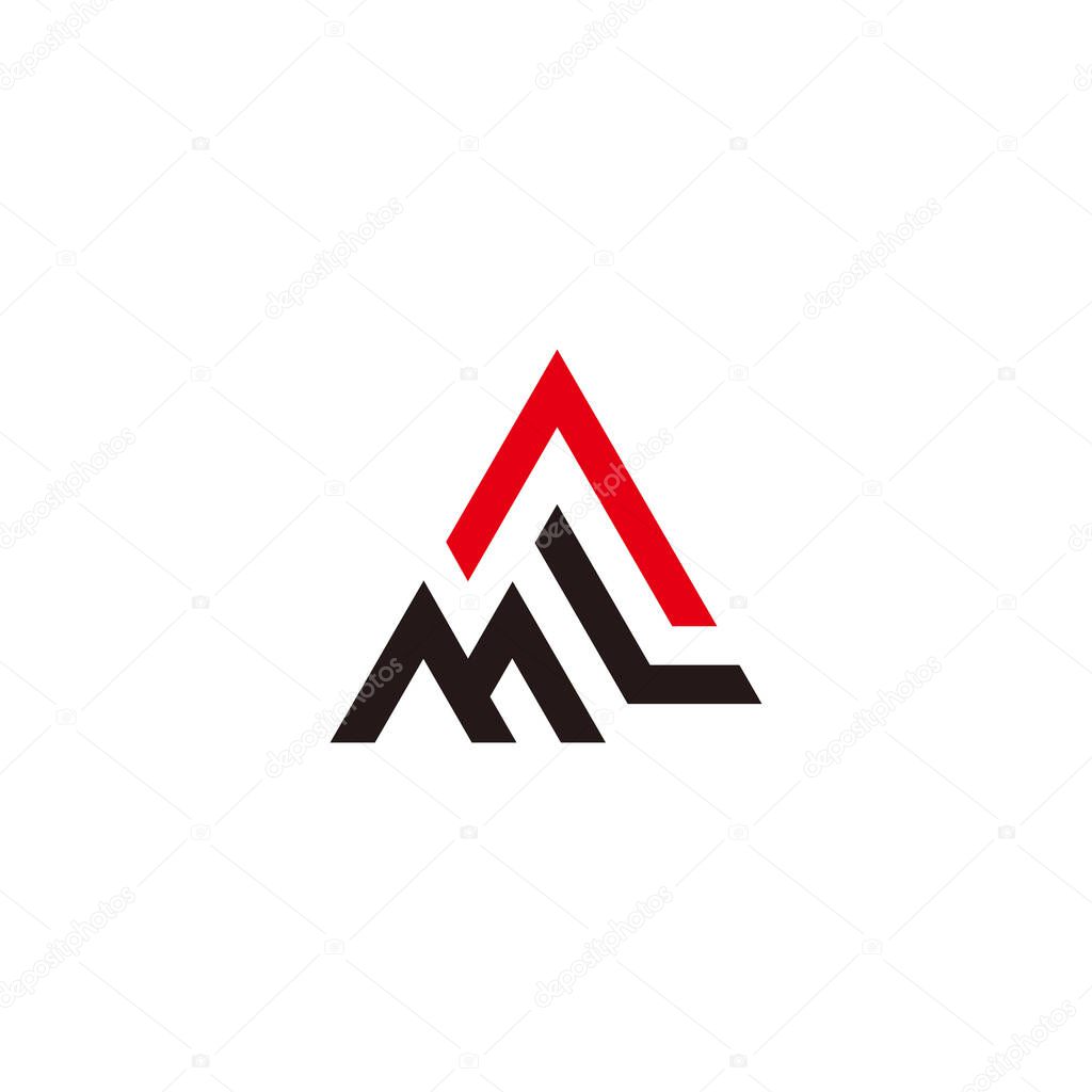 Letter ml triangle arrow geometric logo vector