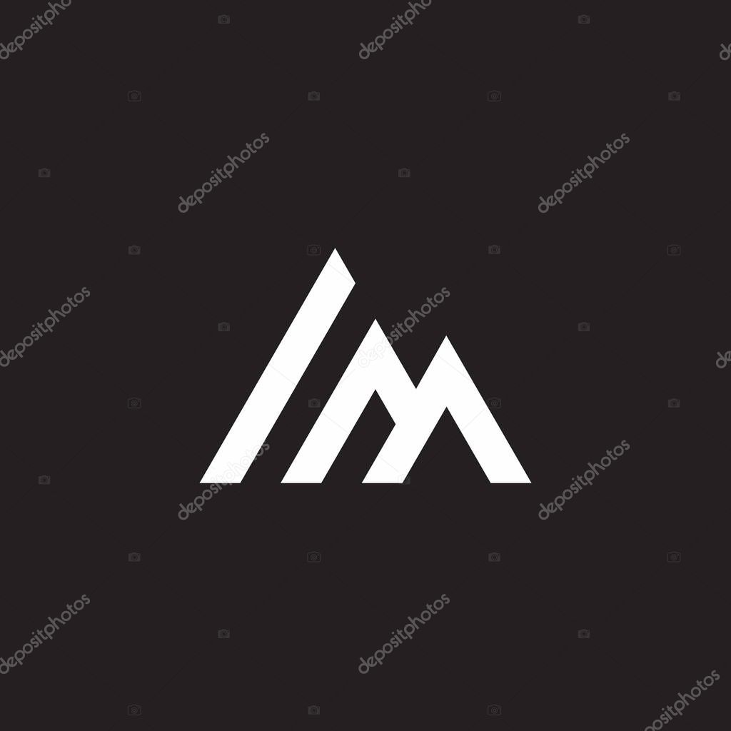 Letter im simple lines art mountain green abstract geometric logo vector