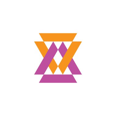 X harfi bağlantılı üçgen logo vektörü